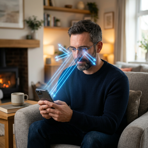 Blue light blocked by True Vision BlueOptics glasses