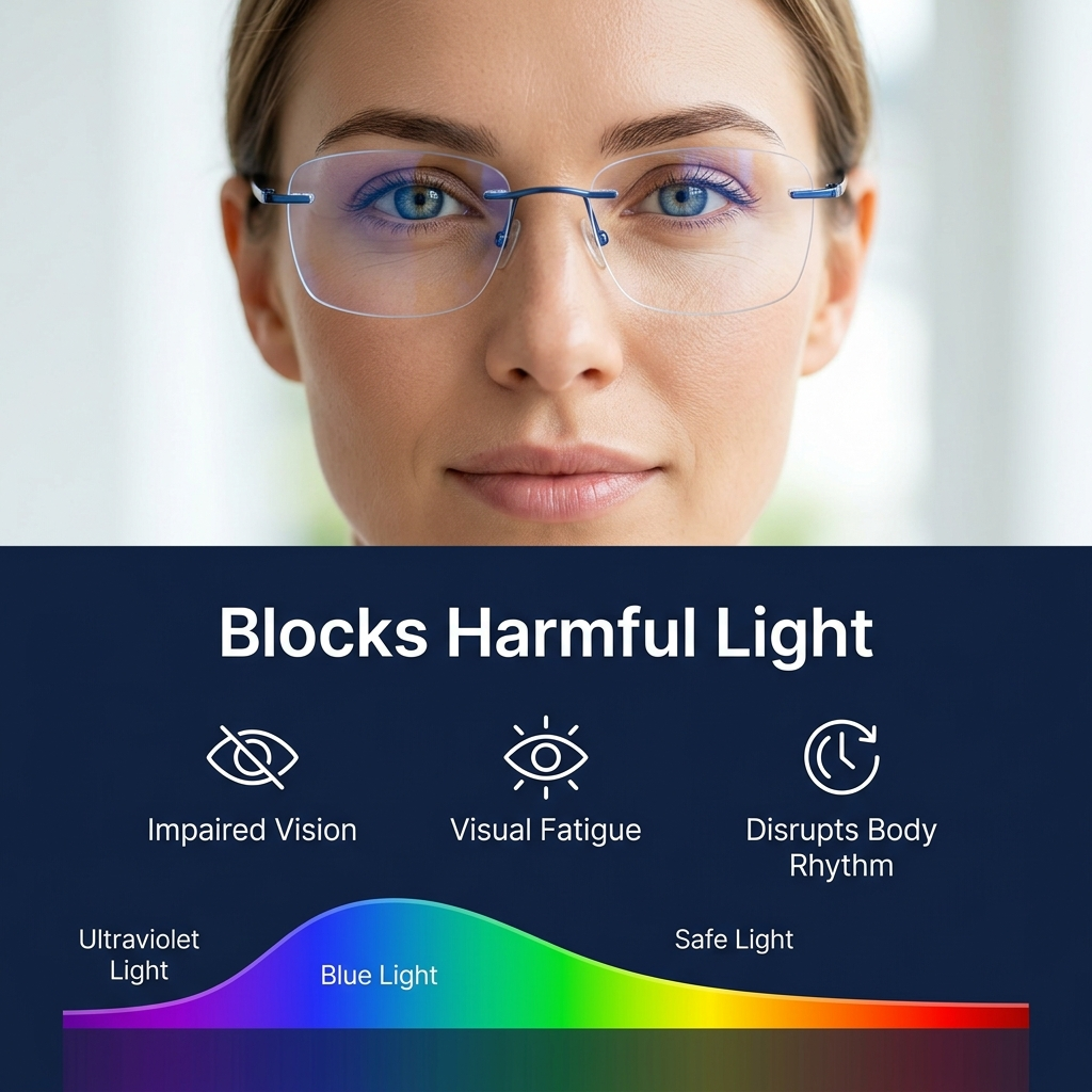 Blocks harmful blue light spectrum